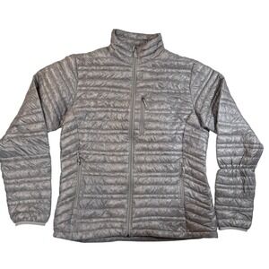 Patagonia Ultralight 800 Down Jacket Womens Large Gray 84760 Full Zip Puffer